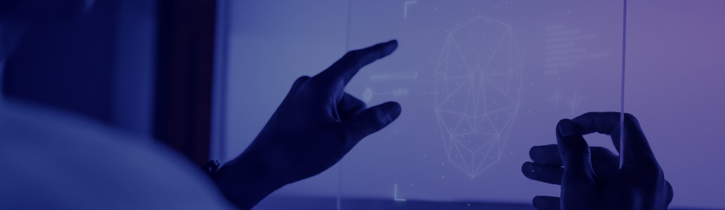 Background image of a person interacting with a digital interface